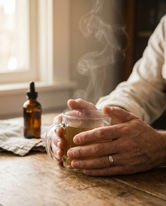 Handen rond warme thee — founder's praktijk